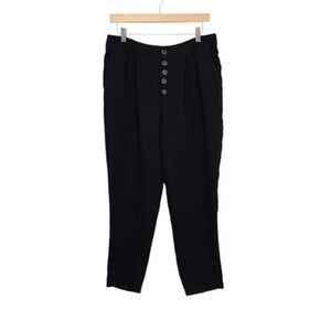 Anthropologie Pants Womens 8 Black High Rise Pleated Button‎ Fly Tapered Ankle